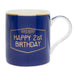 Gent's Society Happy 21st Birthday Gift Mug For Men Navy Blue and Gold