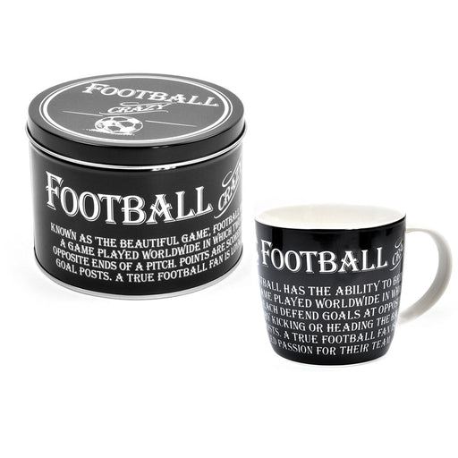 Football Crazy Mug Gift Set Tin Black White Image