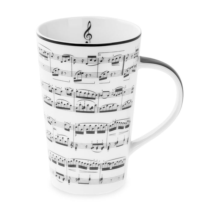 Music Note Sheet Latte Mug Black White Gift Set