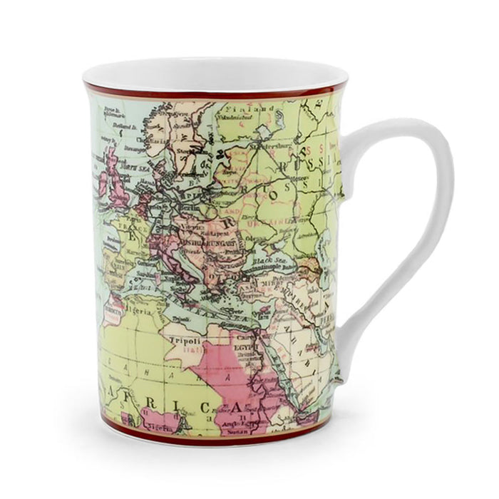World Traveller Map Mug Gift Set White Fine China