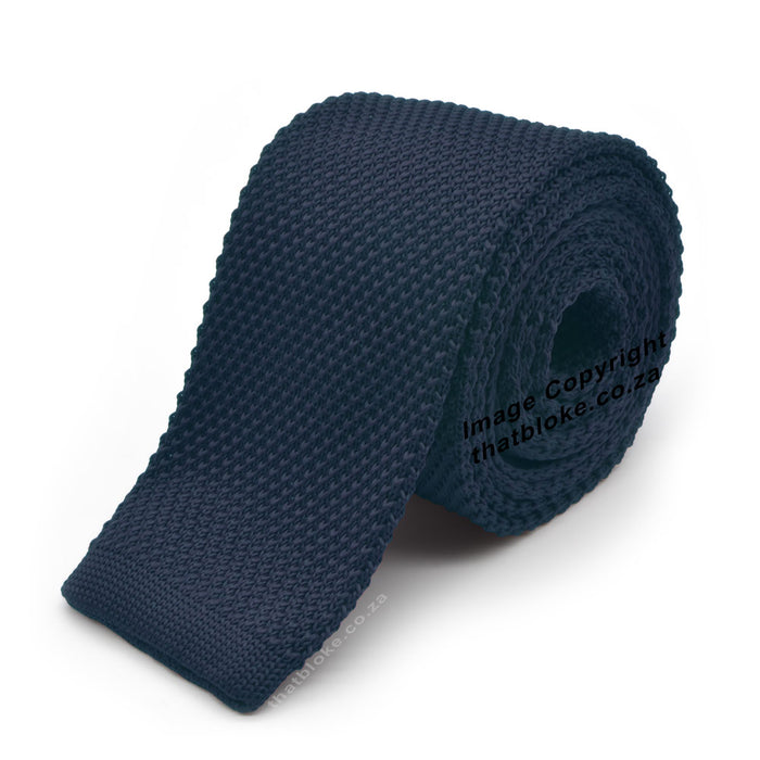 Dark Navy Blue Tie Knitted