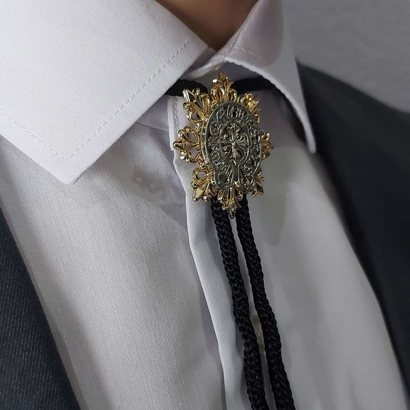 Neck Tie Bolo - Decorative (Gold & Silver)
