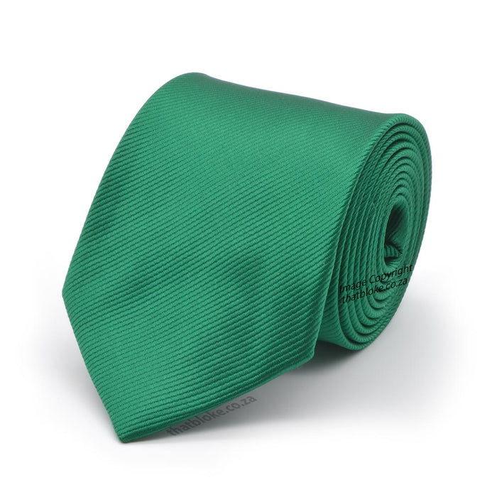 Emerald Green Neck Tie For Men Stripe Patterned Polyester Front View