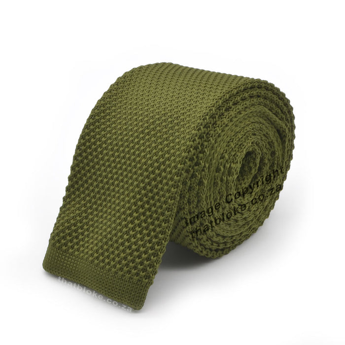 Khaki Green Tie Knitted Polyester