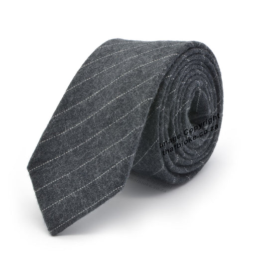 Dark Grey Tie With White Pin Stripes