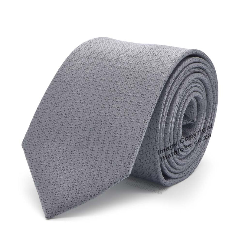 Dark Silver Neck Tie For Men Patterned Polyester