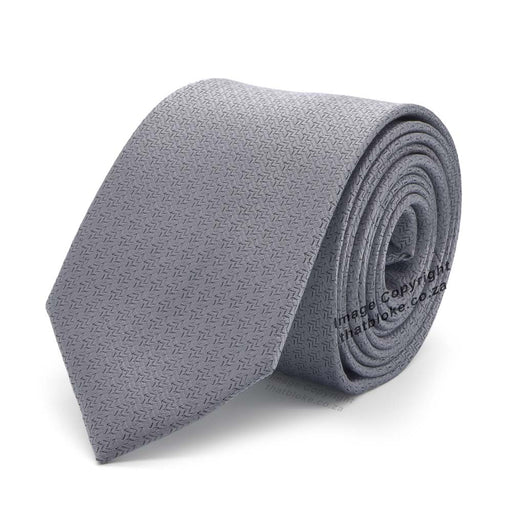 Slim Dark Silver Tie Patterned Polyester