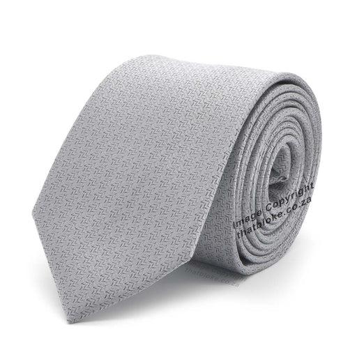 Slim Light Silver Tie Patterned Polyester