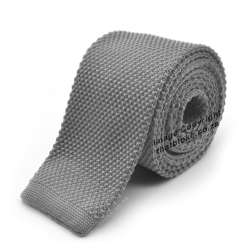 Grey Neck Tie For Men Knitted Polyester