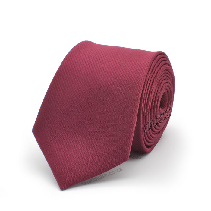 Neck Tie - Red Maroon Light Slim (Silky Stripe Patterned)