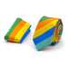 Rainbow Neck Tie Pocket Square Set Stripe Pattern Multi Colour Silky Polyester