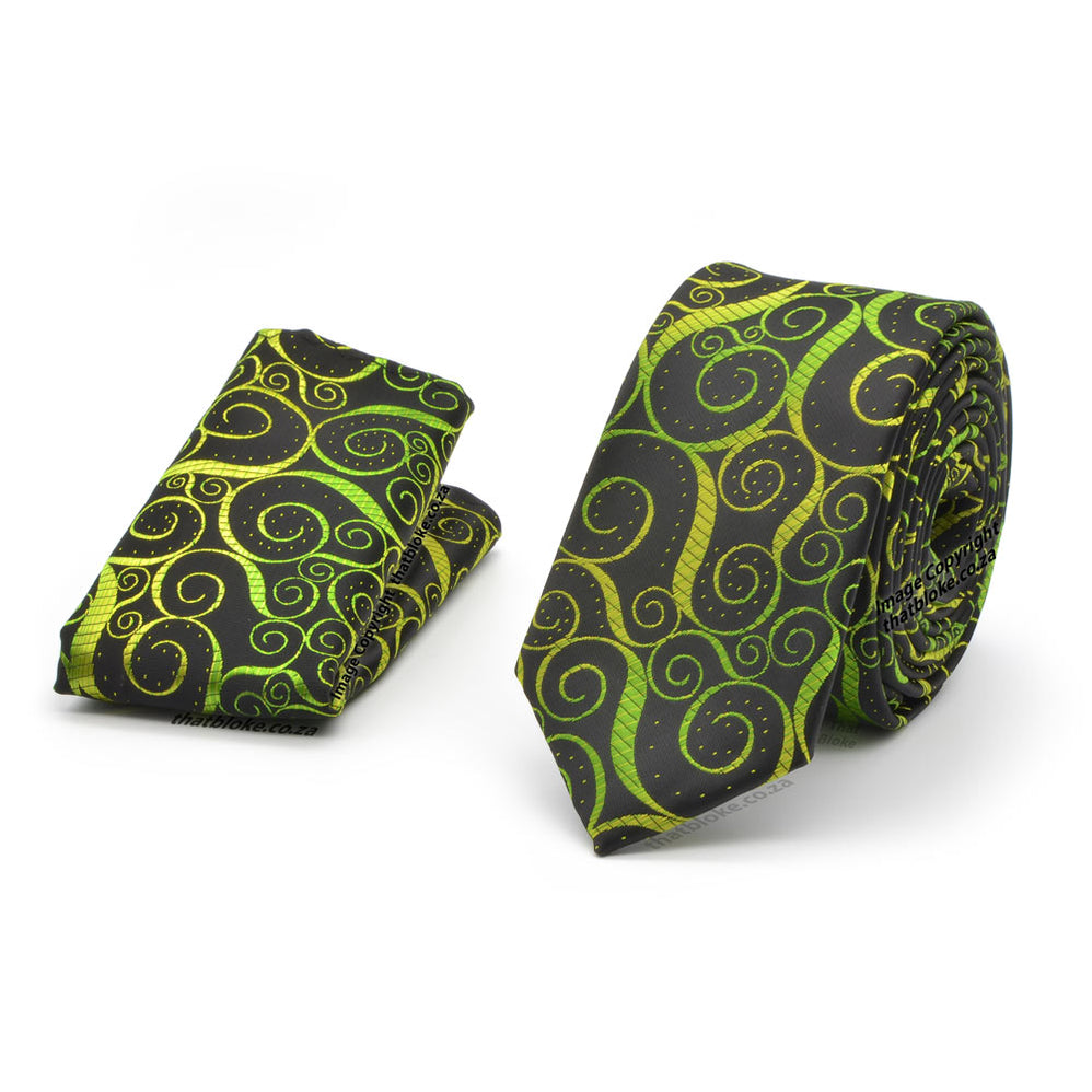 Kid Boys Pattern Tie & Pocket Square Set-Blue/Red