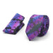 Black and Purple Neck Tie Pocket Square Set For Men Paisley Soutache Pattern