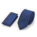 Light Navy Blue Neck Tie Pocket Square Set Slim Patterned Polyester