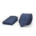 Navy Blue Neck Tie Pocket Square Set Paisley Patterned Polyester For Men