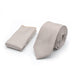 Sandstone Beige Neck Tie Pocket Square Set Slim Patterned Polyester