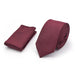 Maroon Neck Tie Pocket Square Set Slim Patterned Polyester