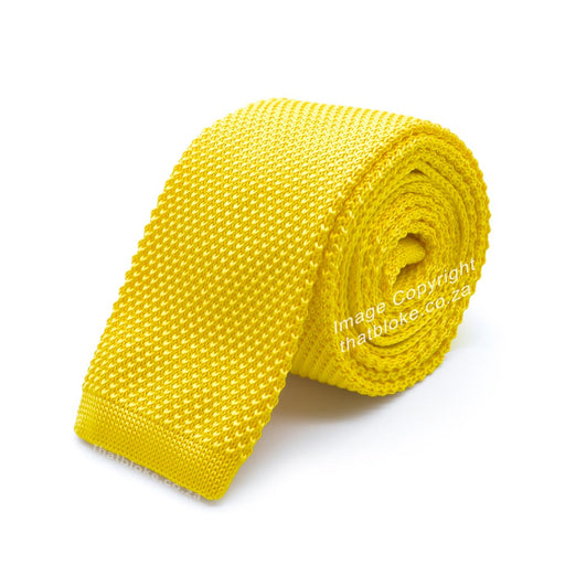 Canary Yellow Neck Tie For Men Knitted Polyester