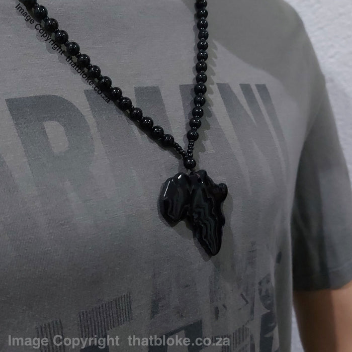 African Continent Necklace For Men Black Display on Shirt