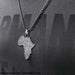 Africa Continent Necklace For Men Silver Stainless Steel Display On Shirt