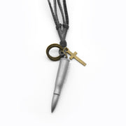 Bullet Necklace For Men Antique Silver Close Up