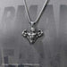 Muscle Bodybuilder Necklace Top Half Silver Stainless Steel On Shirt Display