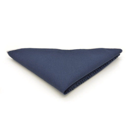 Light Navy Blue Pocket Square with White Trim Suit Accessories