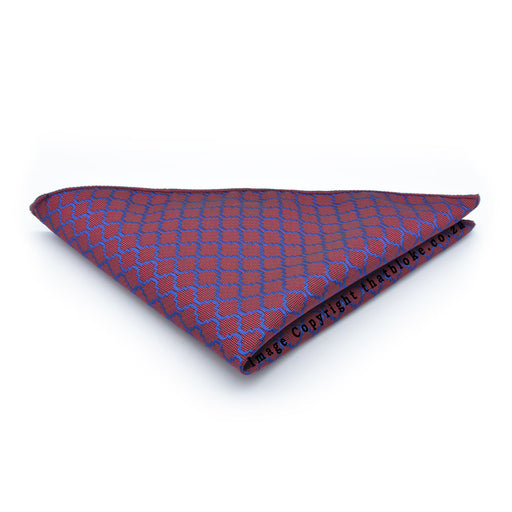 Maroon Pocket Square With Navy Blue Pattern