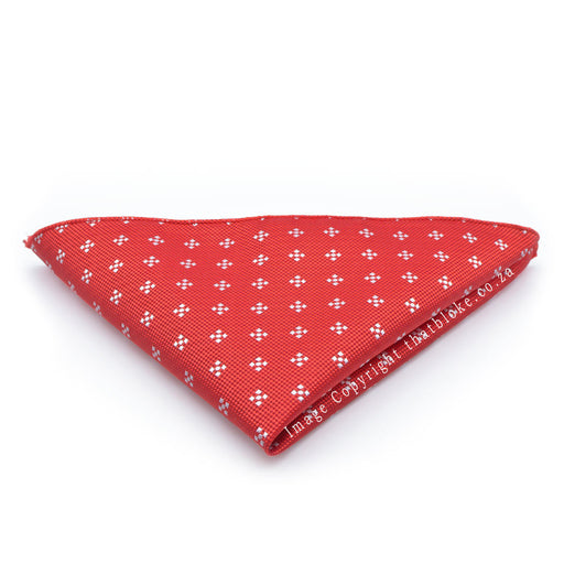 Red Pocket Square With White Pattern