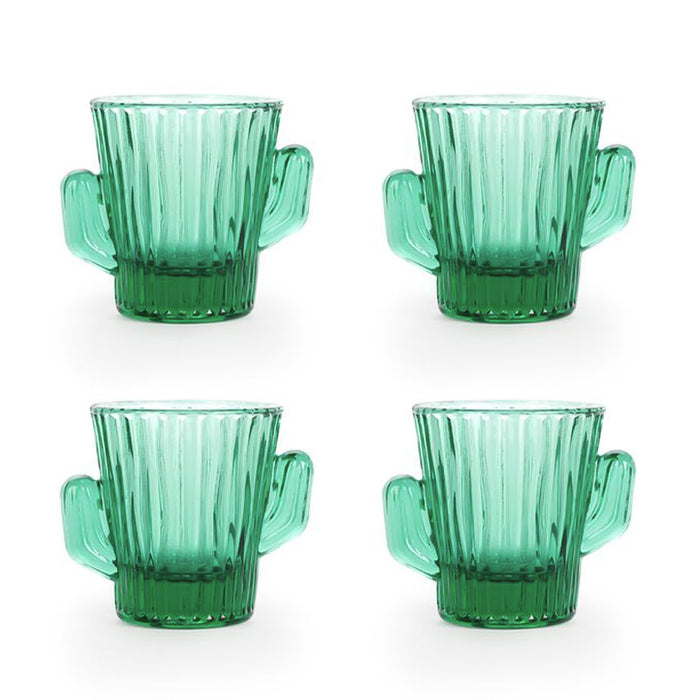 Cactus Shot Glasses Gift Set For Men Green Glass