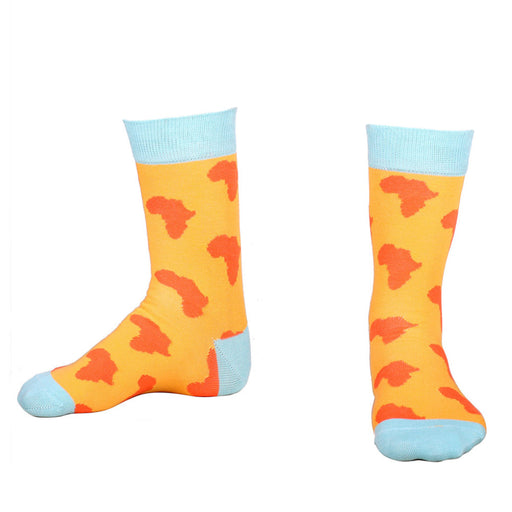 Africa Socks African Continent Cotton Orange Pair Display Image