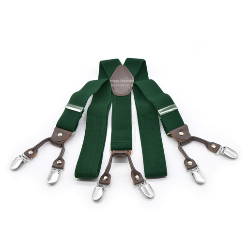 Six Clip Emerald Green Suspenders Elastic Polyester