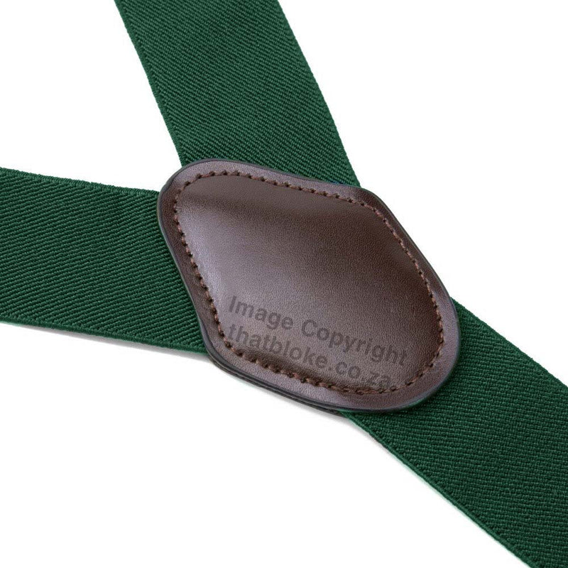 Suspenders Six Clip - Green Emerald with Brown End-Straps