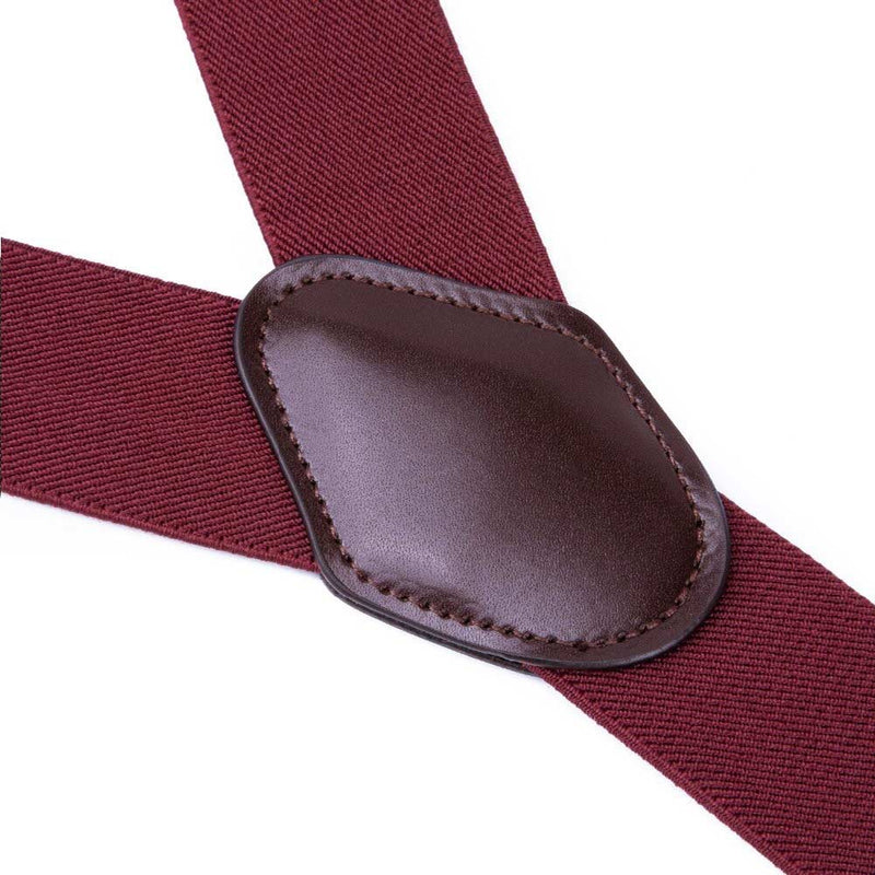 Suspenders Six Clip - Maroon with Brown End-Straps