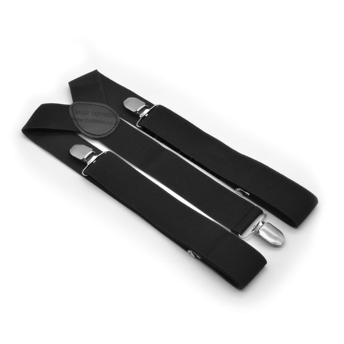 Suspenders Three Clip - Black Wide (3.5cm)