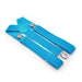 Cyan Blue Suspenders For Men 3.5cm Wide Three Clip Elastic Polyester