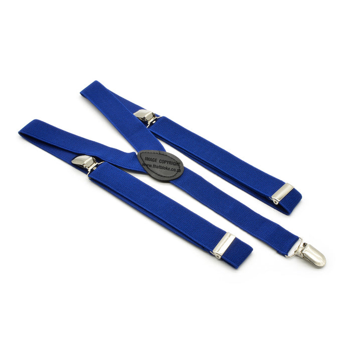 Three Clip Royal Blue Suspenders Elastic Polyester