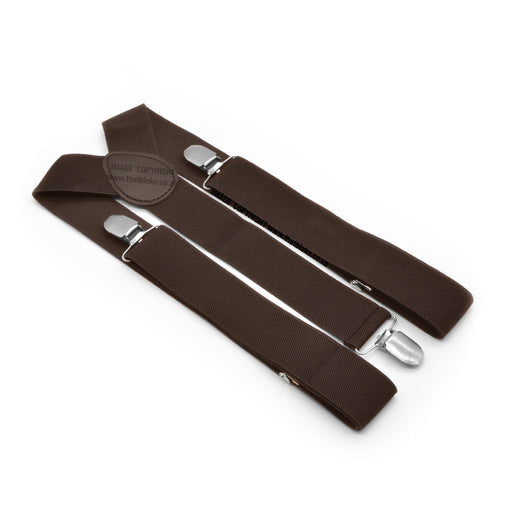 Dark Chocolate Brown Suspenders Three Clip 3.5cm Wide Elastic Polyester