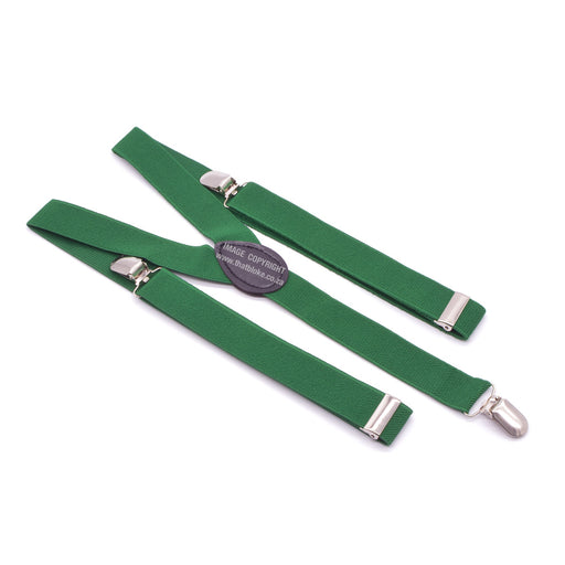 Three Clip Green Suspenders Elastic Polyester