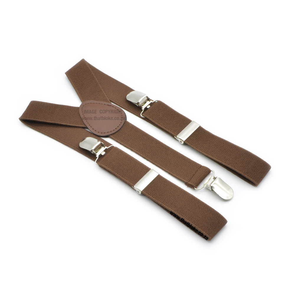 Chocolate Brown Suspenders For Kids Three Clip (4 7 Years) — That Bloke