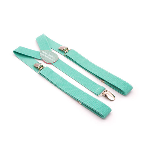 Three Clip Mint Green Suspenders Elastic Polyester
