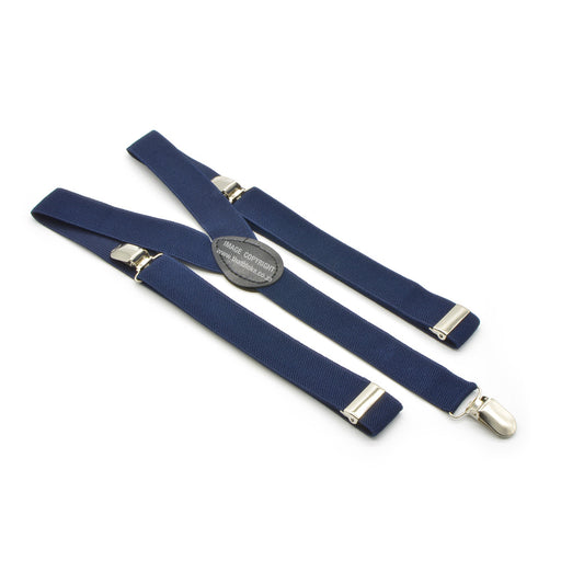 Three Clip Navy Blue Suspenders Elastic Polyester