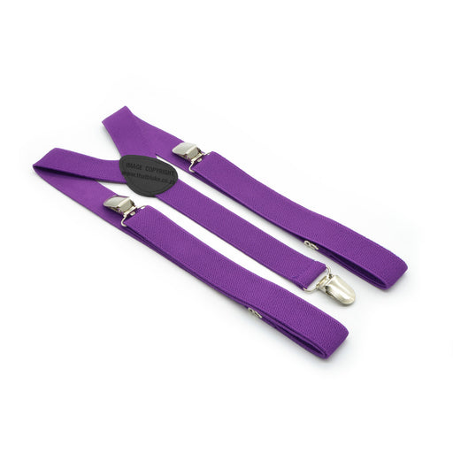 Three clip purple suspenders with black centre elastic polyester