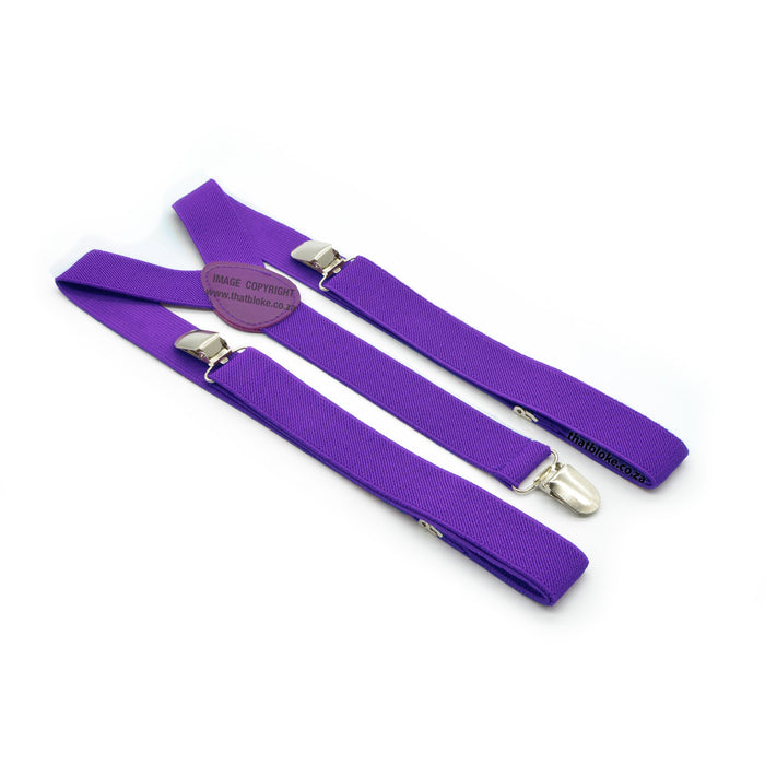 Violet Purple Suspenders Three clip elastic polyester