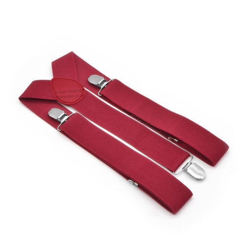 Apple Red Suspenders Three Clip 3.5cm Wide Elastic Polyester