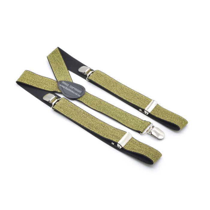 Three Clip Rich Gold Suspenders Elastic Polyester