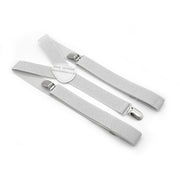 Glitter Silver Suspenders Three Clip Elastic Polyester