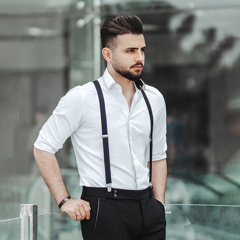 Suspenders Three Clip - Grey Light & Grey (2.5cm)