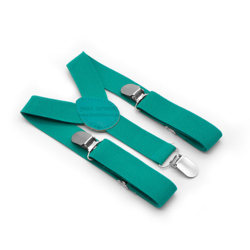 Three clip toddler suspenders Turquoise Elastic polyester