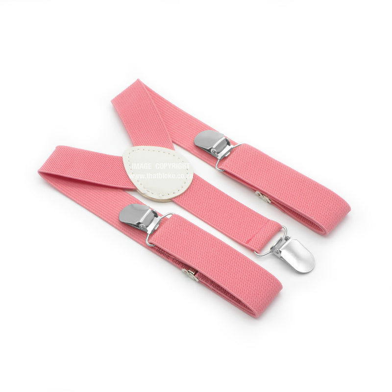 Flamingo Pink Suspenders For Toddlers Three Clip 1 - 3 Years Elastic Polyester